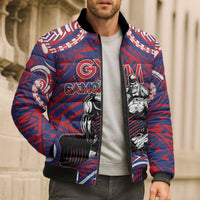 Personalised Samoa Gym Bomber Puffer Jacket Muscle Samoan Tribal Waves DT05 - Polynesian Pride