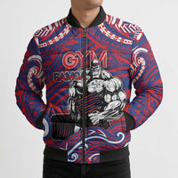 Personalised Samoa Gym Bomber Puffer Jacket Muscle Samoan Tribal Waves DT05 - Polynesian Pride