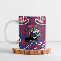 Personalised Samoa Gym Ceramic Mug Muscle Samoan Tribal Waves DT05 Navy - Polynesian Pride