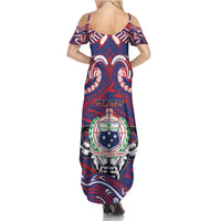 Personalised Samoa Gym Family Matching Summer Maxi Dress and Hawaiian Shirt Muscle Samoan Tribal Waves - Polynesian Pride
