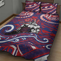 Samoa Gym Quilt Bed Set Muscle Samoan Tribal Waves - Polynesian Pride