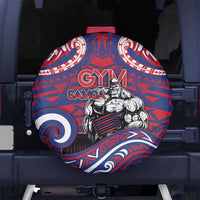 Samoa Gym Spare Tire Cover Muscle Samoan Tribal Waves DT05 No hole Navy - Polynesian Pride