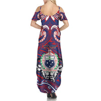 Personalised Samoa Gym Summer Maxi Dress Muscle Samoan Tribal Waves DT05 - Polynesian Pride