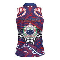 Personalised Samoa Gym Women Sleeveless Polo Shirt Muscle Samoan Tribal Waves DT05 - Polynesian Pride