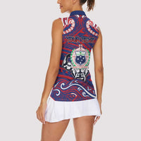 Personalised Samoa Gym Women Sleeveless Polo Shirt Muscle Samoan Tribal Waves DT05 - Polynesian Pride