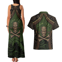 Personalised Hawaii Tiki Pirates Couples Matching Tank Maxi Dress and Hawaiian Shirt Kakau Pattern Polynesian Style DT05 - Polynesian Pride