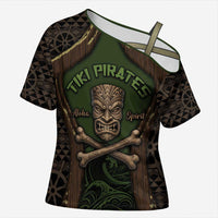 Personalised Hawaii Tiki Pirates Cross Shoulder Shirt Kakau Pattern Polynesian Style