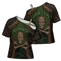 Personalised Hawaii Tiki Pirates Cross Shoulder Shirt Kakau Pattern Polynesian Style