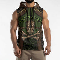 Personalised Hawaii Tiki Pirates Sleeveless Zip Hoodie Kakau Pattern Polynesian Style