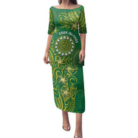 Personalised Cook Islands Family Matching Puletasi and Hawaiian Shirt Hibiscus Polynesian Tribal Pattern