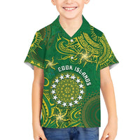 Personalised Cook Islands Family Matching Short Sleeve Bodycon Dress and Hawaiian Shirt Hibiscus Polynesian Tribal Pattern