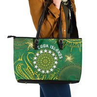 Cook Islands Leather Tote Bag Hibiscus Polynesian Tribal Pattern DT05 - Polynesian Pride