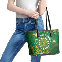Cook Islands Leather Tote Bag Hibiscus Polynesian Tribal Pattern DT05 - Polynesian Pride