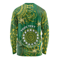Personalised Cook Islands Long Sleeve Shirt Hibiscus Polynesian Tribal Pattern