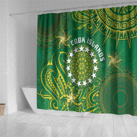 Cook Islands Shower Curtain Hibiscus Polynesian Tribal Pattern