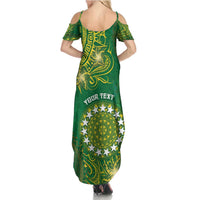 Personalised Cook Islands Summer Maxi Dress Hibiscus Polynesian Tribal Pattern