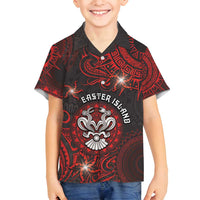 Personalised Easter Island Family Matching Summer Maxi Dress and Hawaiian Shirt Hibiscus Polynesian Tribal Pattern DT05 Son's Shirt Black - Polynesian Pride