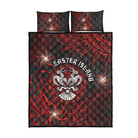 Easter Island Quilt Bed Set Hibiscus Polynesian Tribal Pattern