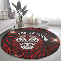 Easter Island Round Carpet Hibiscus Polynesian Tribal Pattern