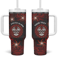 Personalised Easter Island Tumbler With Handle Hibiscus Polynesian Tribal Pattern DT05 One Size: 40 oz Black - Polynesian Pride