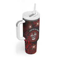 Personalised Easter Island Tumbler With Handle Hibiscus Polynesian Tribal Pattern DT05 - Polynesian Pride
