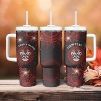 Personalised Easter Island Tumbler With Handle Hibiscus Polynesian Tribal Pattern DT05 - Polynesian Pride