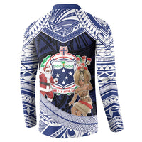 Samoa Christmas Button Sweatshirt Samoan Siva Dance With Santa - Polynesian Pride