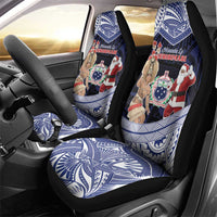 Samoa Christmas Car Seat Cover Samoan Siva Dance With Santa - Polynesian Pride