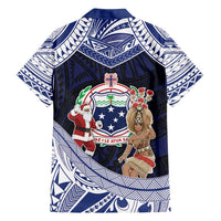 Samoa Christmas Family Matching Long Sleeve Bodycon Dress and Hawaiian Shirt Samoan Siva Dance With Santa - Polynesian Pride