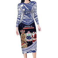 Samoa Christmas Family Matching Long Sleeve Bodycon Dress and Hawaiian Shirt Samoan Siva Dance With Santa - Polynesian Pride