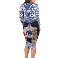 Samoa Christmas Family Matching Long Sleeve Bodycon Dress and Hawaiian Shirt Samoan Siva Dance With Santa - Polynesian Pride
