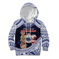 Samoa Christmas Kid Hoodie Samoan Siva Dance With Santa DT05 Hoodie Navy - Polynesian Pride