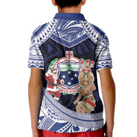 Samoa Christmas Kid Polo Shirt Samoan Siva Dance With Santa - Polynesian Pride