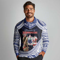 Samoa Christmas Long Sleeve Polo Shirt Samoan Siva Dance With Santa - Polynesian Pride