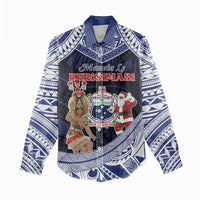 Samoa Christmas Women Casual Shirt Samoan Siva Dance With Santa - Polynesian Pride