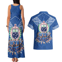Toa Samoa Couples Matching Tank Maxi Dress and Hawaiian Shirt Samoan Warrior Spirit Rugby - Polynesian Pride