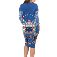 Toa Samoa Family Matching Long Sleeve Bodycon Dress and Hawaiian Shirt Samoan Warrior Spirit Rugby - Polynesian Pride