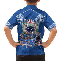 Toa Samoa Family Matching Off Shoulder Maxi Dress and Hawaiian Shirt Samoan Warrior Spirit Rugby DT05 - Polynesian Pride