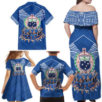 Toa Samoa Family Matching Off Shoulder Maxi Dress and Hawaiian Shirt Samoan Warrior Spirit Rugby DT05 - Polynesian Pride