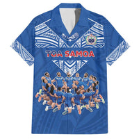 Toa Samoa Family Matching Off Shoulder Maxi Dress and Hawaiian Shirt Samoan Warrior Spirit Rugby DT05 Dad's Shirt - Short Sleeve Blue - Polynesian Pride