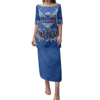 Toa Samoa Family Matching Puletasi and Hawaiian Shirt Samoan Warrior Spirit Rugby DT05 Mom's Dress Blue - Polynesian Pride