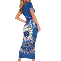 Toa Samoa Family Matching Short Sleeve Bodycon Dress and Hawaiian Shirt Samoan Warrior Spirit Rugby - Polynesian Pride