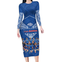 Toa Samoa Long Sleeve Bodycon Dress Samoan Warrior Spirit Rugby - Polynesian Pride