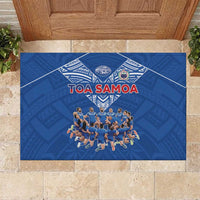 Toa Samoa Rubber Doormat Samoan Warrior Spirit Rugby DT05 Blue - Polynesian Pride