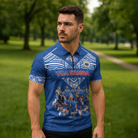 Toa Samoa Zipper Polo Shirt Samoan Warrior Spirit Rugby - Polynesian Pride