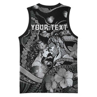 Personalised Maori Romantic Valentine Basketball Jersey The Hongi Kiss Black Galaxy