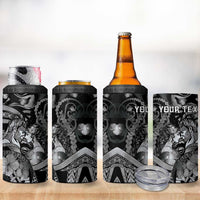 Personalised Maori Romantic Valentine 4 in 1 Can Cooler Tumbler The Hongi Kiss Black Galaxy DT05 - Polynesian Pride