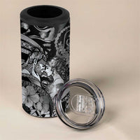 Personalised Maori Romantic Valentine 4 in 1 Can Cooler Tumbler The Hongi Kiss Black Galaxy DT05 - Polynesian Pride