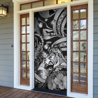 Personalised Maori Romantic Valentine Door Cover The Hongi Kiss Black Galaxy DT05 - Polynesian Pride