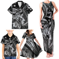 Personalised Maori Romantic Valentine Family Matching Tank Maxi Dress and Hawaiian Shirt The Hongi Kiss Black Galaxy
